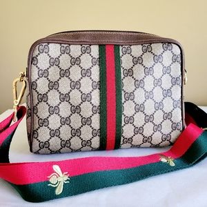 Gucci Web Vintage Clutch Crossbody Handbag